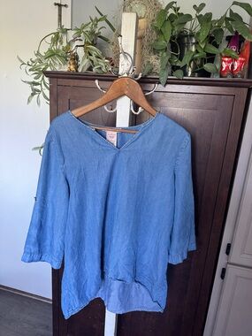 Philosophy Soft Denim V-Neck Tunic Top